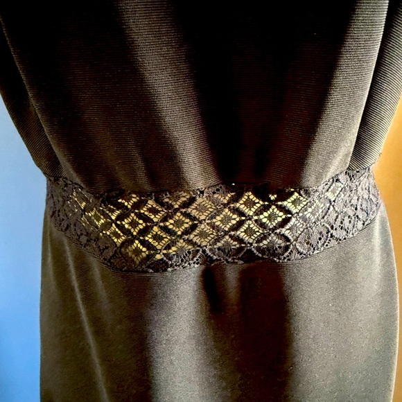 Michael K.& Co sleeveless black dress open work lace at the waist. Size 16. - Picture 2 of 2